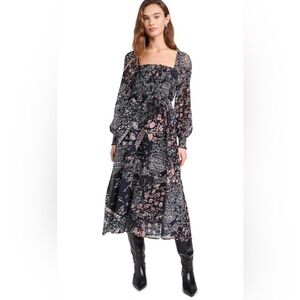 Floral Black and Pink Women's Dress